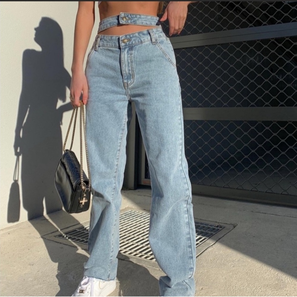 Revolve Lioness Women’s Double Waisted Straight Leg Jeans Size Small